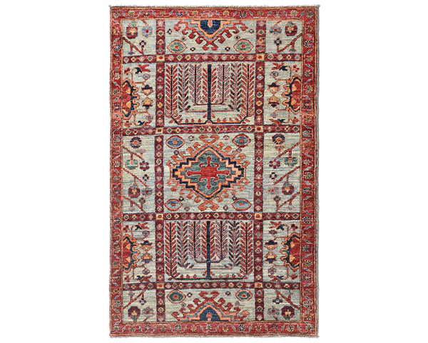 3x5 Gray Aryana Afghan Hand Knotted Veg Dye Wool Area Rug